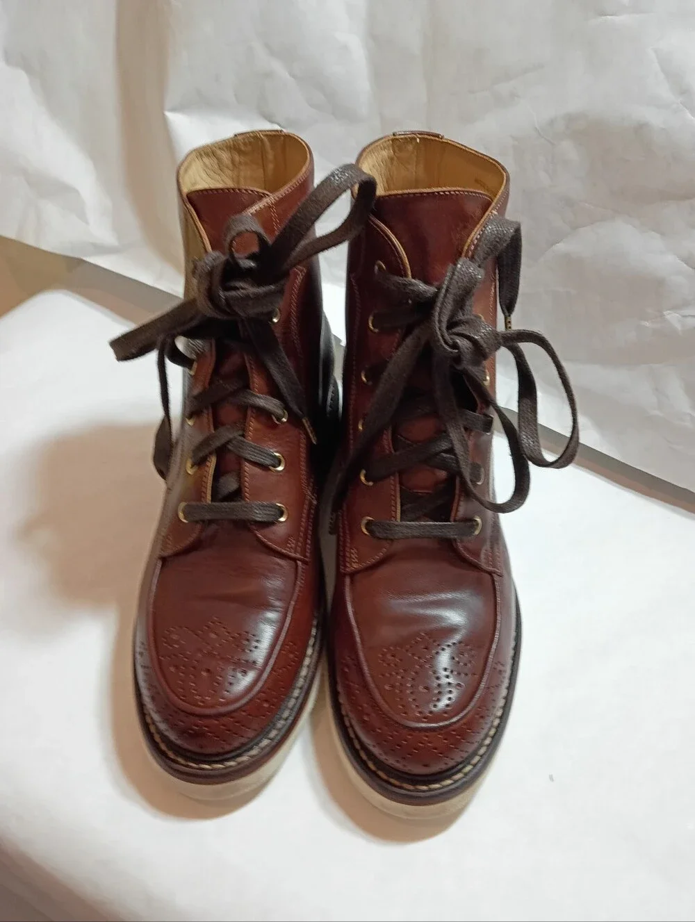 The Office of Angela Scott Mr. Ryan wedge chukka boots 38.brown leather lace up